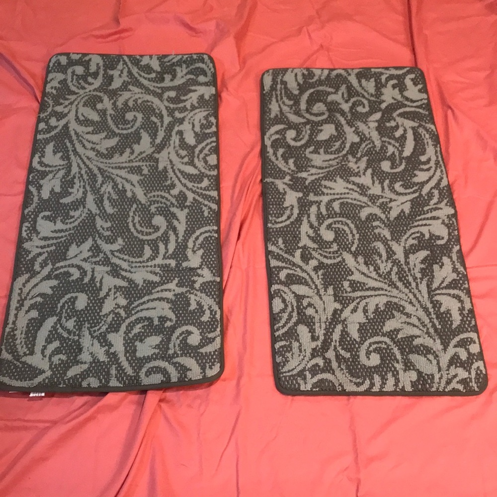 Rug Memory Foam Rugs with Swirl Pattern Green Set of 2